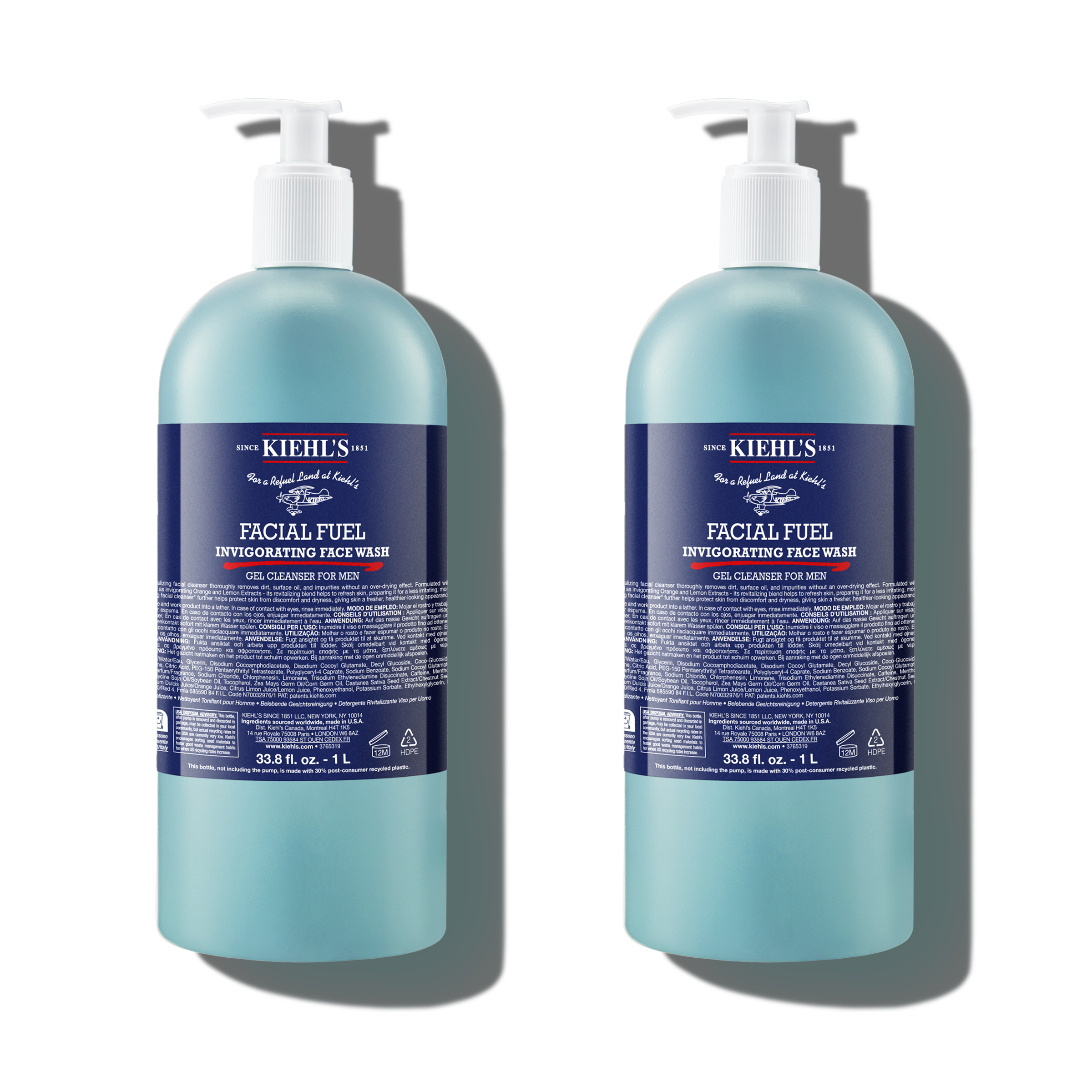 Kiehls Facial Fuel Energizing Face Wash 1 L Pump Duo $138